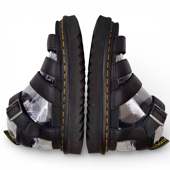 Dr. Martens Blaire Platform Strappy Sandals Womens 6 Black Hydro Leather AW004 - Picture 5 of 9